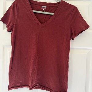 Madewell Women's V-Neck Short Sleeve Tee - Deep Wine